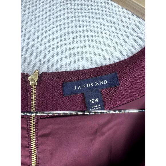 Lands' End Linen Cherry Red Burgundy Short Sleeve Tie Waist Mini Dress - Picture 8 of 9
